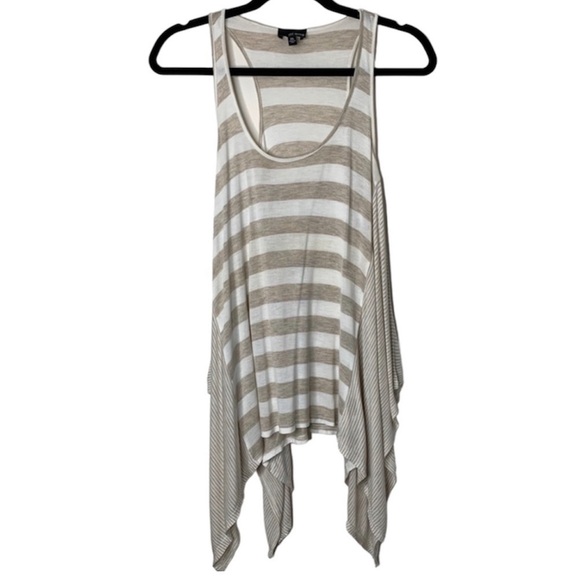 Aritzia Dilemma Tank Top Blouse Draped Stripe Flowy Sleeveless Cream White XS - Picture 2 of 15